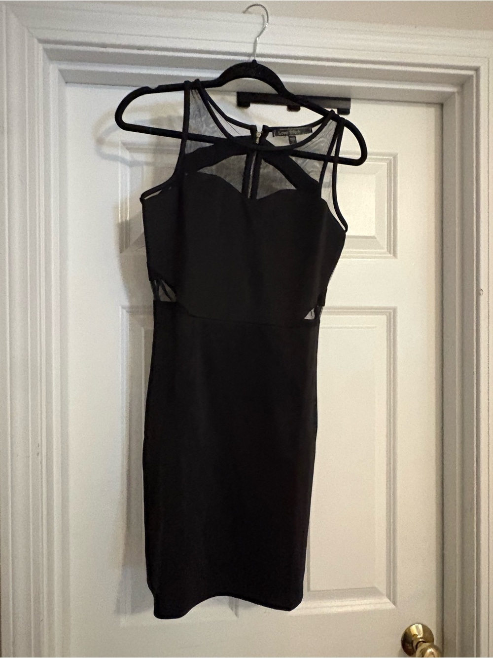 lovestitch Black Mesh Cutout Bodycon Mini Dress